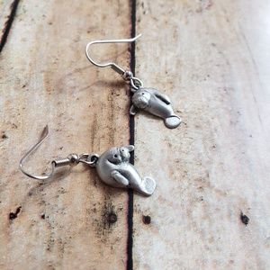 Sterling Silver Manatee Earrings